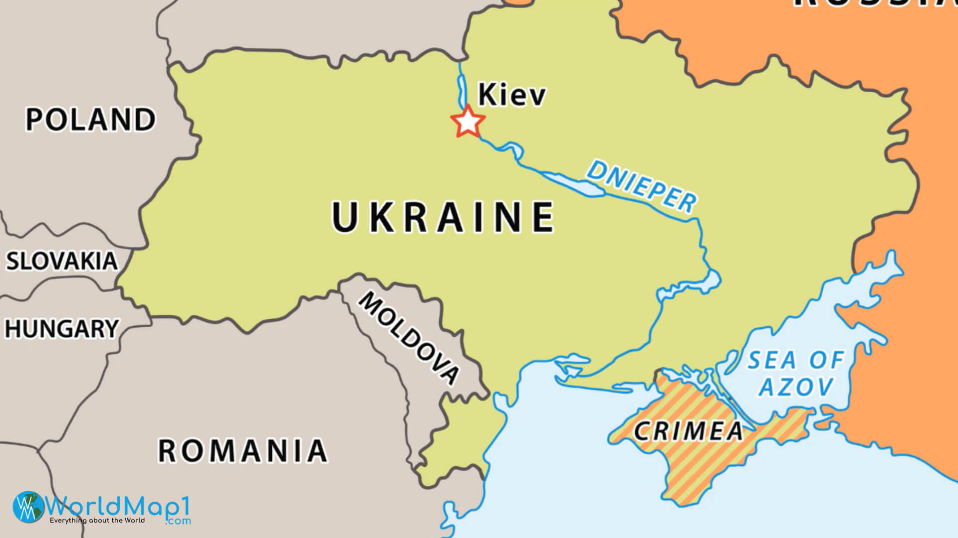 Kiev and Dnieper Map